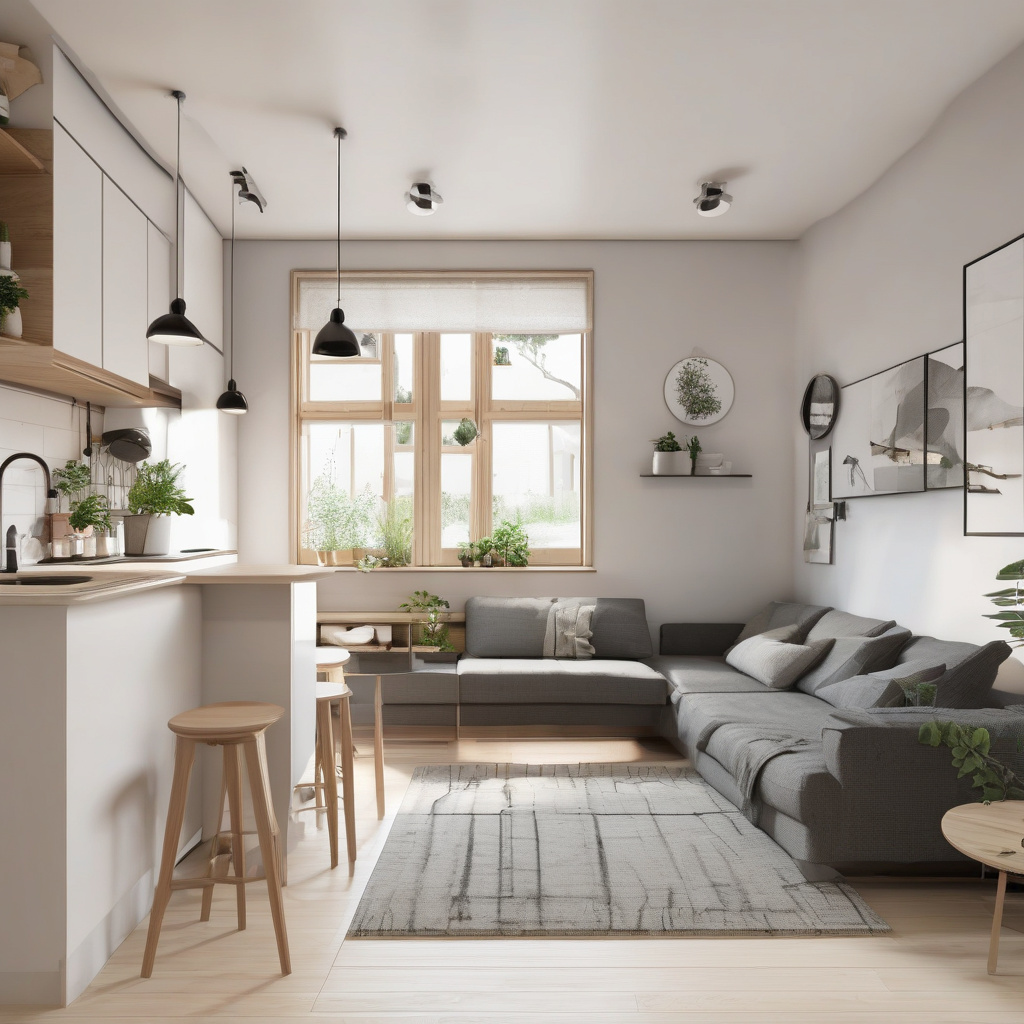 interior of small ADU with kitchen and living area