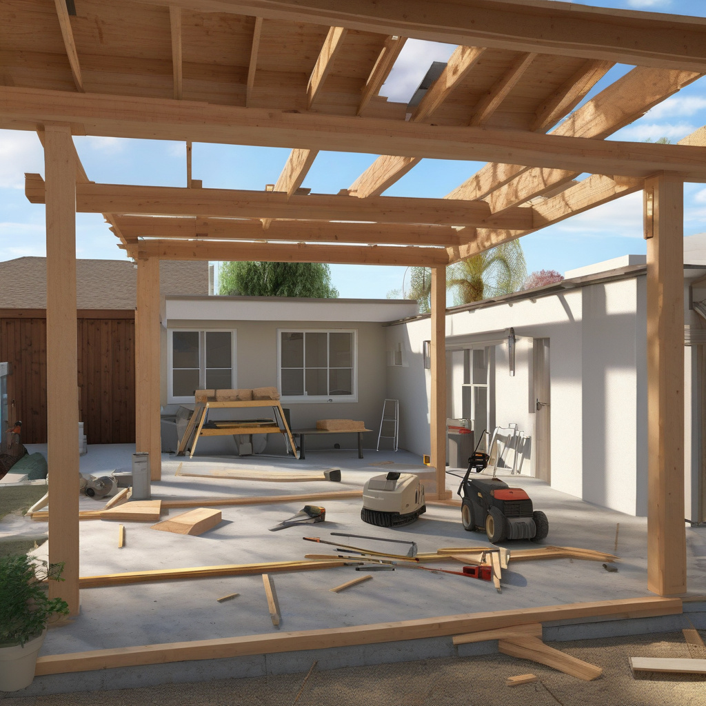 Covered Patio Construction Los Angeles Covered patio construction Los Angeles with wood beams and lighting