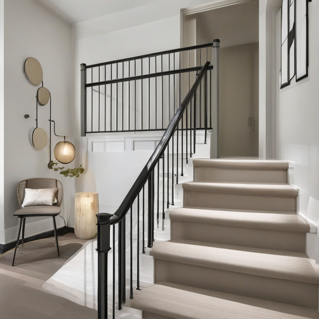 Accent stair riser and railing painting ideas