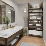Open-shelf vs closed-cabinet storage in bathrooms