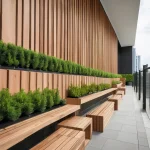 Using planters and built-in benches as privacy walls