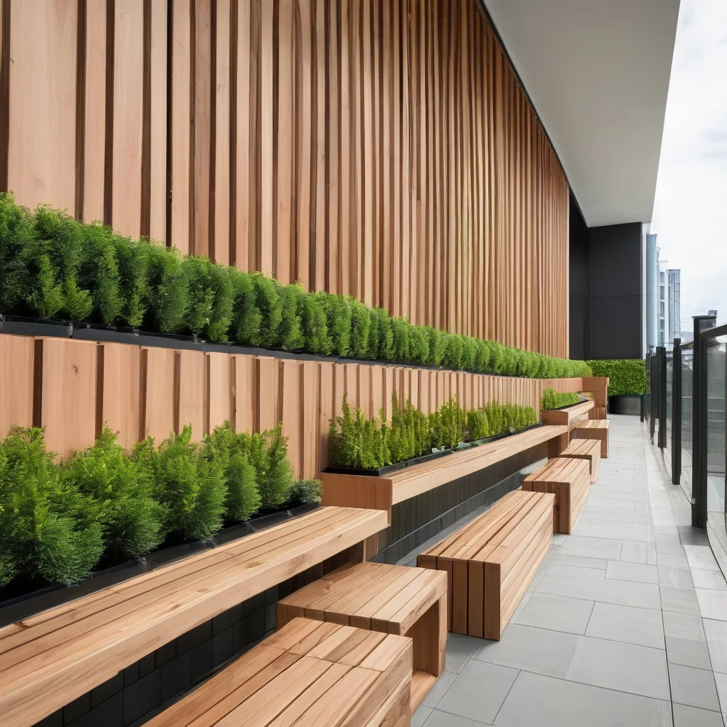 Using planters and built-in benches as privacy walls